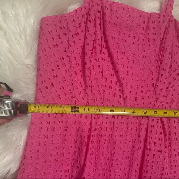 Crown and Ivy Pink Eyelet Sundress Barbiecore Size 10 Summer Silicone strips - Picture 6 of 8